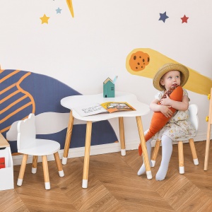 Qaba Set Masa & Scaun Lemn Copii – Pentru Joaca, Desen & Activitati - Img 2