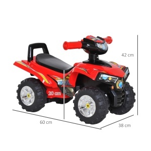 Quad Jucarie pentru Copii cu 4 Roti Claxon Muzica Lumini 60 × 38 × 42cm in PP Rosu - Img 3