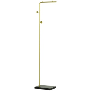 Raft cu 2 carlige pentru intrare, dormitor si sufragerie din metal si marmura, 35x25x170 cm, auriu si negru - Img 1