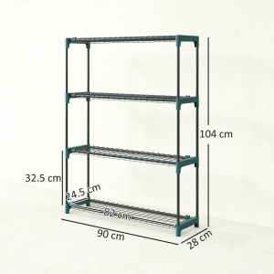 Raft pentru Plante pe 4 Niveluri, Set de 2 Suporturi pentru Plante, din Oțel cu Catarame pentru Montaj Ușor, Expunere Ghivece Grădină și Balcon, 90x28x104 cm - Img 3