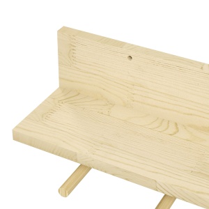 Raft Suspendat din Lemn de Brad, Raft de Perete cu 7 Carlige, Ton Natural - Img 8