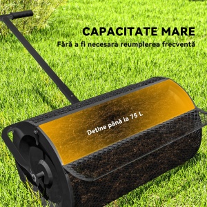 Răspânditor Compost de 75L cu Mâner Reglabil în Formă de T din Metal Negru - Img 4