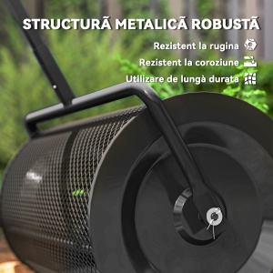 Răspânditor Compost de 75L cu Mâner Reglabil în Formă de T din Metal Negru - Img 7