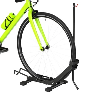 Rastel pentru Biciclete Reglabil cu Tub de Suport, din Oțel și Plastic, 75x41x71-81 cm, Negru