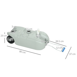 Rezervor de Apă pentru Camping 40L cu Roți și Mâner Reglabil Gri - Img 3