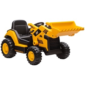 Ruspa Electrică pentru Copii 3-6 Ani Marca Oficială Caterpillar 12V cu Telecomandă, Galben
