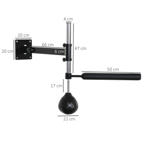 Sac de Viteză de Perete pentru Box și MMA cu Înălțime Reglabilă cu Bară, Pera de Box din Oțel și PU, 79x72x20 cm, Negru - Img 3