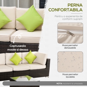 Salon de Gradina cu 8 Piese Modulare din Ratan, Aluminiu si Sticla Tratata, Multicolor - Img 6