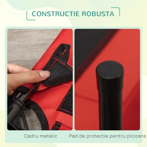 Saltea estivala pliabila pentru caini pana la 18kg de exterior si interior pat pentru animale 76x61x18cm rosu - Img 4