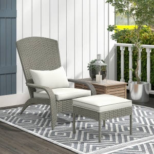 Scaun Adirondack cu taburet din rachita pentru terasa, S - Img 2