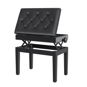 Scaun Băncuță pentru Pian cu compartiment depozitare, înălțime reglabilă 54.5x33x48-58cm, Negru, - Img 4