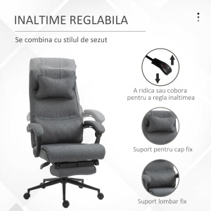 Scaun Birou Ergonomic Reglabil cu Tetiera si Suport Picioare - Img 4