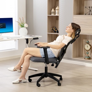 Scaun de Birou cu Inaltime Reglabila, 66x61x106-116cm, Gri Închis - Img 9