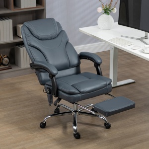 Scaun de Birou cu Masaj, Încălzire, Înălțime Reglabilă și Suport pentru Picioare, 67x67x113-121 cm, Gri - Img 9
