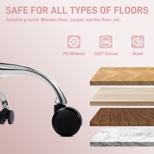 Scaun de birou ergonomic cu brațe reglabile, suport pentru picioare și tetieră, roz - Img 9