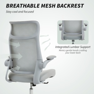 Scaun de birou ergonomic cu cotiere reglabile și tetieră, gri - Img 5