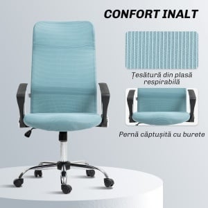Scaun de Birou Ergonomic cu Înălțime Reglabilă și Spătar din Plasă, Verde - Img 7