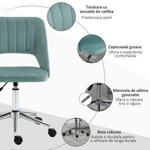 Scaun de Birou Ergonomic pentru Birou, cu Inaltime Reglabila Verde - Img 7