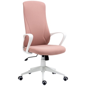 Scaun de birou ergonomic și căptușit, cu înălțime ajustabilă și balans, 62x56x110-119,5 cm, roz - Img 1
