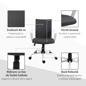 Scaun de Birou Ergonomic și Pivotant pentru Birou, Gri Închis - Img 7