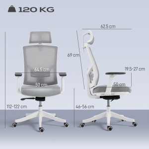Scaun de Birou Ergonomic și Respirabil cu Suport Lombar Dinamic 4D, 64.5x62.5x112-122 cm, Multicolor - Img 3