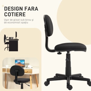 Scaun de Birou Rotativ cu Înălțime Reglabilă din Material Elastic, Negru - Img 6