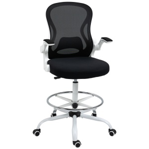 Scaun ergonomic inalt pentru birou, pentru stat in picioare, cotiere rabatabile, suport lombar, inaltime reglabila, negru - Img 1
