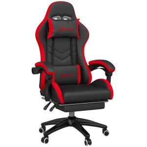 Scaun Gaming cu Înălțime Reglabilă, Scaun Gaming Ergonomic cu Spătar Rabatabil, 65x65x121-129 cm, Negru - Img 1