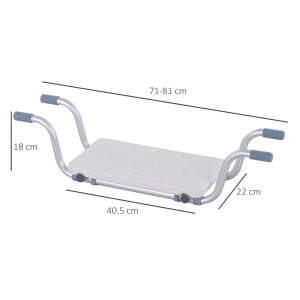 Scaun pentru Cadă din Aliaj de Aluminiu, Plastic și Lățime Reglabilă, 73-83x22x18 cm, Alb - Img 3