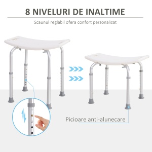 scaun pentru dus, antialunecare, 50x36x39.5-56.5cm - Img 4