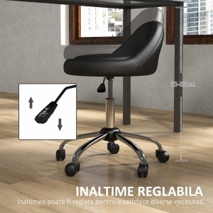 Scaun rulant pentru scalon din piele PU cu spatar, Scaun pentru salon cu inaltime reglabila - Img 4