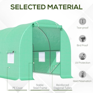 Seră cu Acoperiș Rotunjit din PE, 4,5x2x2 m, Verde - Img 5