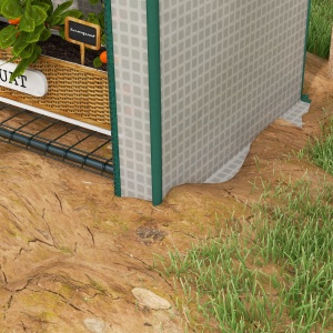 Sera de Gradina cu Rafturi din Metal si Copertina din PE, Sera pentre Legume cu Usa Rulou 80x49x160cm, Verde - Img 9