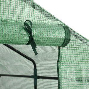 Sera de gradina cu rafturi, protectie din PE si usa care se ruleaza, 143L x 138l x 190H cm, verde - Img 8