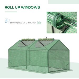 Seră de Grădină Tip Cabană cu Acoperiș din PE, Seră pentru Grădină cu Țăruși și Margini Extinse, 120x60x60 cm, Verde - Img 5