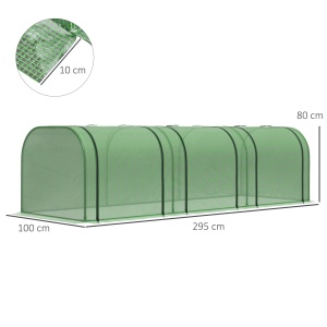 Sera de Gradina tip Tunel din Otel si Plastic PP cu Usi care se Ruleaza 295x100x80 cm, Verde - Img 3