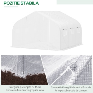 Sera Gradina 450×300×200 cm – Fier & PE, Acoperis inclinat - Img 5