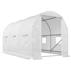 sera gradine3,5 x 2 x 2 m, cadru mare din otel galvanizat, tunel din polietilene pentru gradina, alb - Img 1