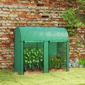 Seră pentru grădină 2 m² dim. 2L x 1l x 1,78H m 2 Uși cu fermoar rulante Oțel PE Înaltă densitate 140 g/m² Anti-UV verde - Img 2