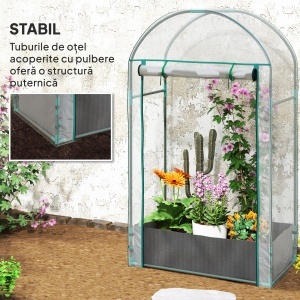 Seră pentru Grădină cu Ușă Pliabilă pe Balamale și Sac pentru Plante, 89x50x152 cm, Transparent - Img 7
