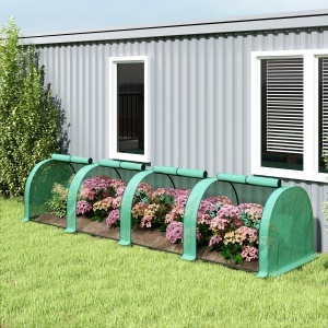 Seră Portabilă Tip Tunel 4x1x0.8 m cu 4 Uși cu Fermoar, Acoperire PVC Rezistentă la Apă/UV - Img 8