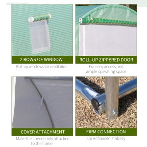 Sera Tunel cu Usa si 6 Ferestre, Cadru in otel si Acoperire PE, Verde 300x300x200cm - Img 6