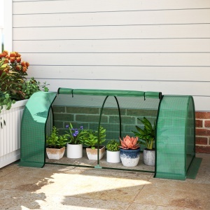 Sera Tunel din Otel si cu Capac din PVC, 200x100x80 cm, Transparent si Verde - Img 2