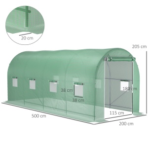 Sera Tunel Verde 500×200×205 cm – Cadr, Otel & 8 Ferestre - Img 3
