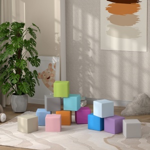 Set 12 Cuburi de Jucărie Moi pentru Copii 12-36 Luni, 20x20x20 cm, Multicolor Închis - Img 8