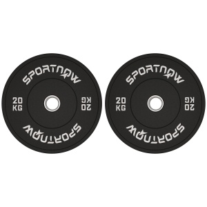 Set 2 Discuri de Greutate 20kg din Cauciuc cu Orificiu de 2"/5 cm pentru Gantere și Haltere, Negru