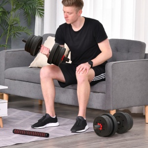 Set 2 Gantere cu 12 Discuri de 20 kg Total și Conector, Negru - Img 2