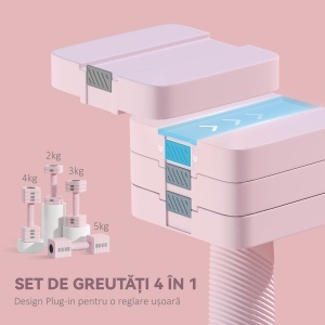 Set 2 Gantere de 5 kg, Pătrate și Antiderapante cu Plăci Detașabile, din Oțel și ABS, 32x9x9 cm, Roz - Img 4