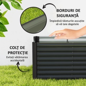 Set 2 Jardiniere Gradina inaltate 120×60×60 cm – Otel Galvanizat - Img 6