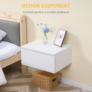 Set 2 Noptiere Suspendate – Sertar Alb, MDF & PAL - Img 4